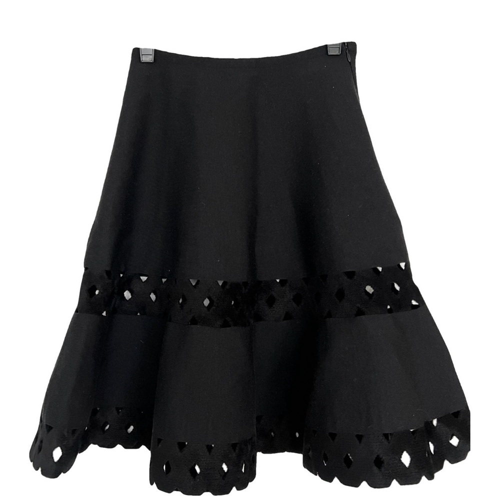 Alaia Black A-Line Skirt with Cut-Out Details